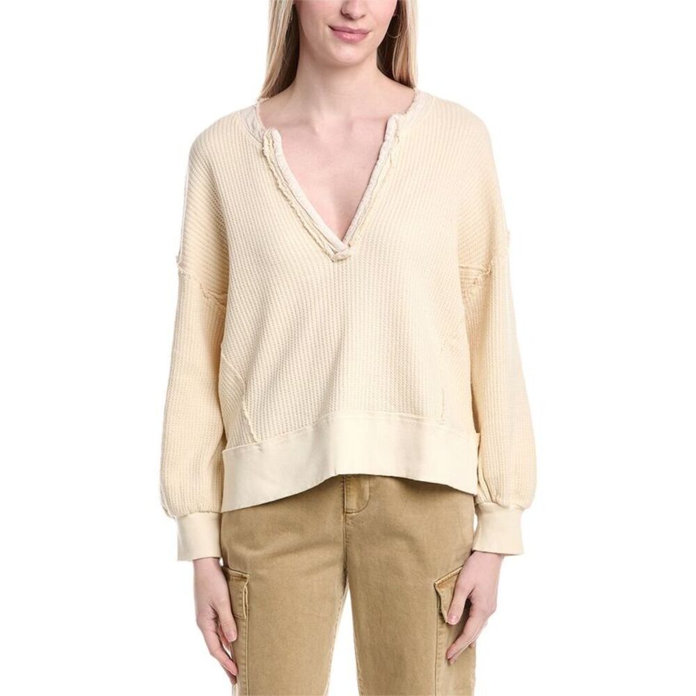 Labiz Womens  Waffle Knit Dolman Pullover, White
